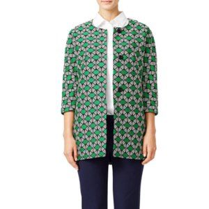 MILLY green geometric woven jacquard Reed River coat